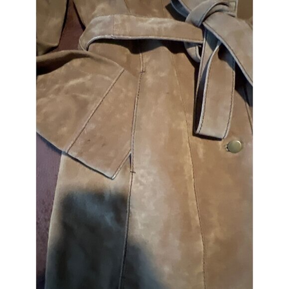 Vintage 90s y2k Wilsons Suede Leather Maxima Tan Blazer Button Down Midi Coat M - Picture 12 of 14